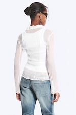 White - Sheer A-line Long-sleevd shirt - 3