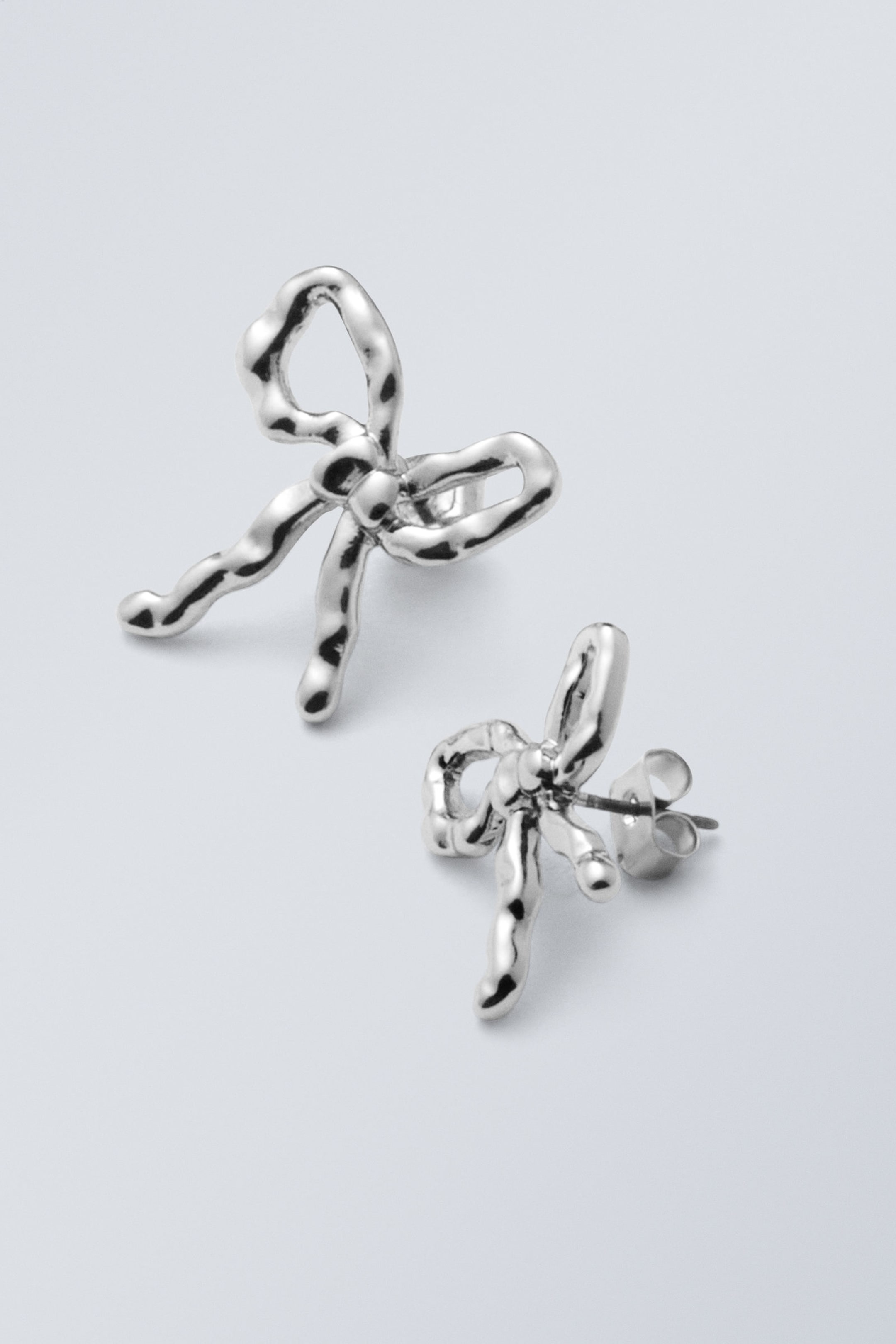 Silver - Bow Earrings - 0