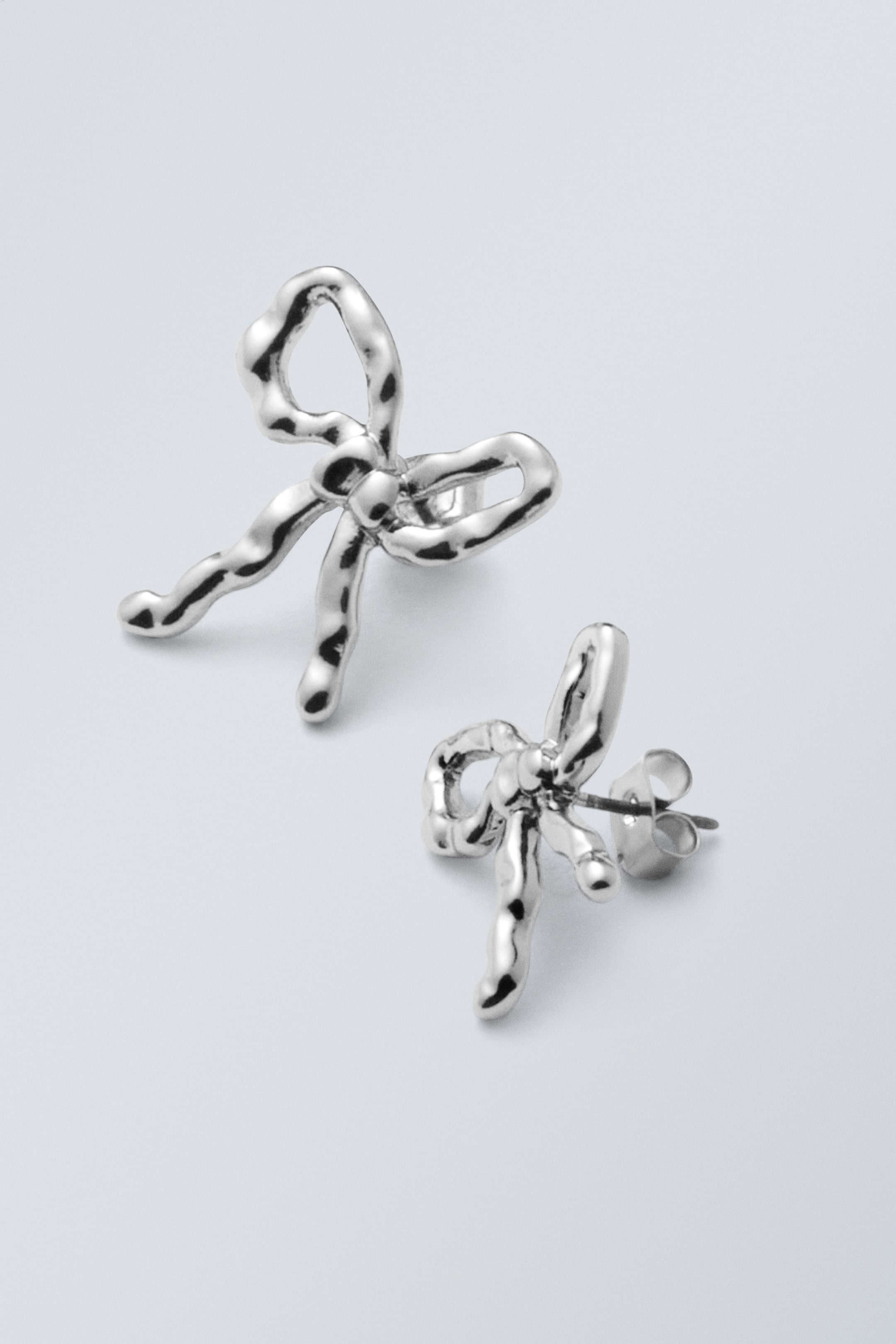 Silver - Bow Earrings - 0