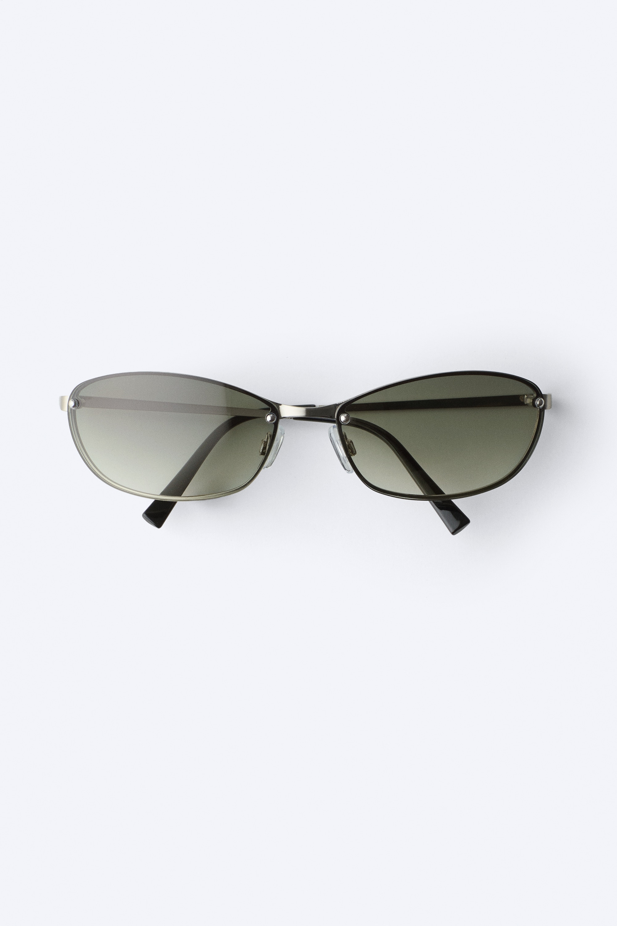 Occhiali da sole unisex con montatura ovale in metallo - Verde scuro