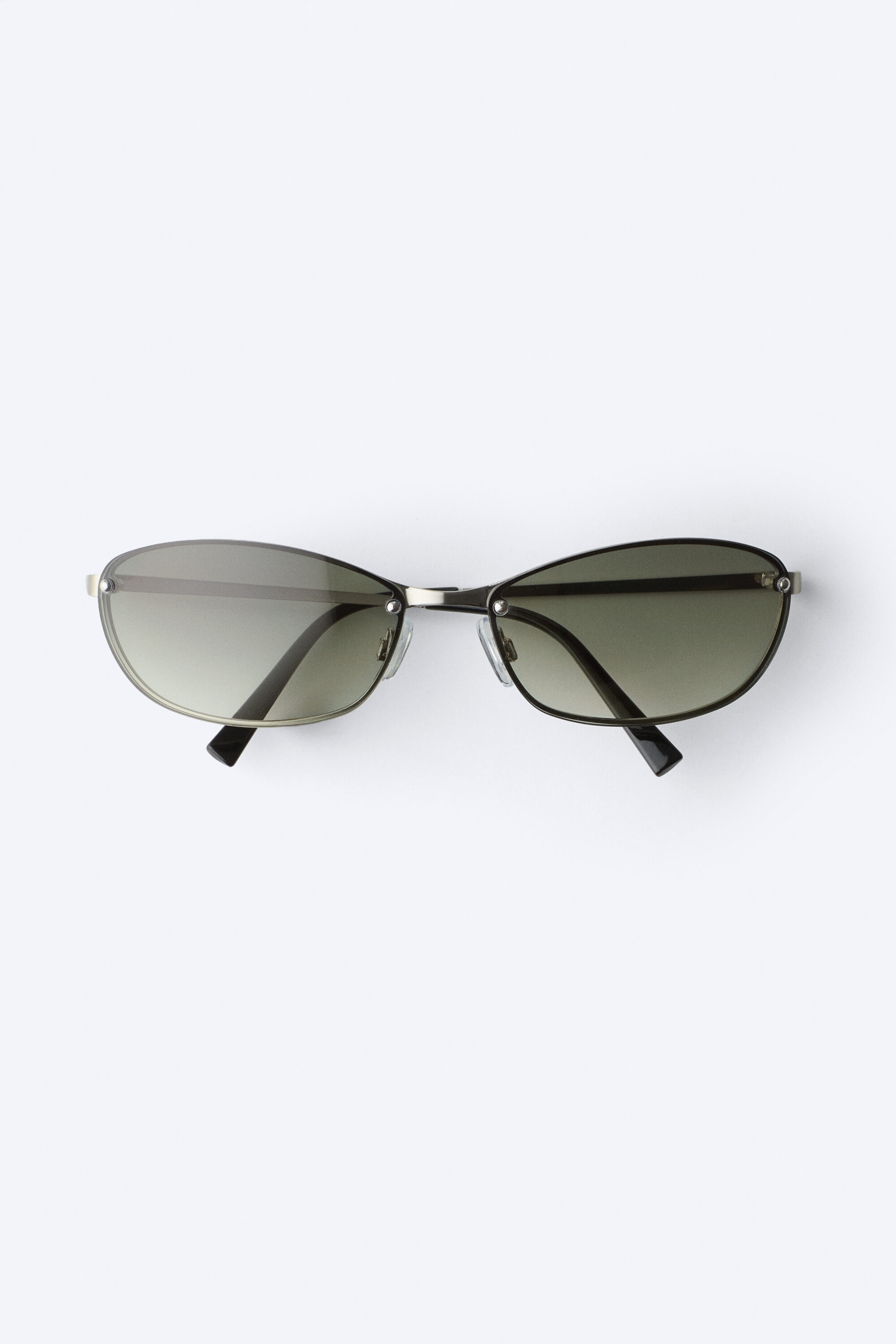Dark Green - Oval Metal Frame Unisex Sunglasses - 0