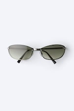 Dark Green - Oval Metal Frame Unisex Sunglasses - 0