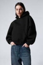Svart - Oversized scuba hoodie - 1