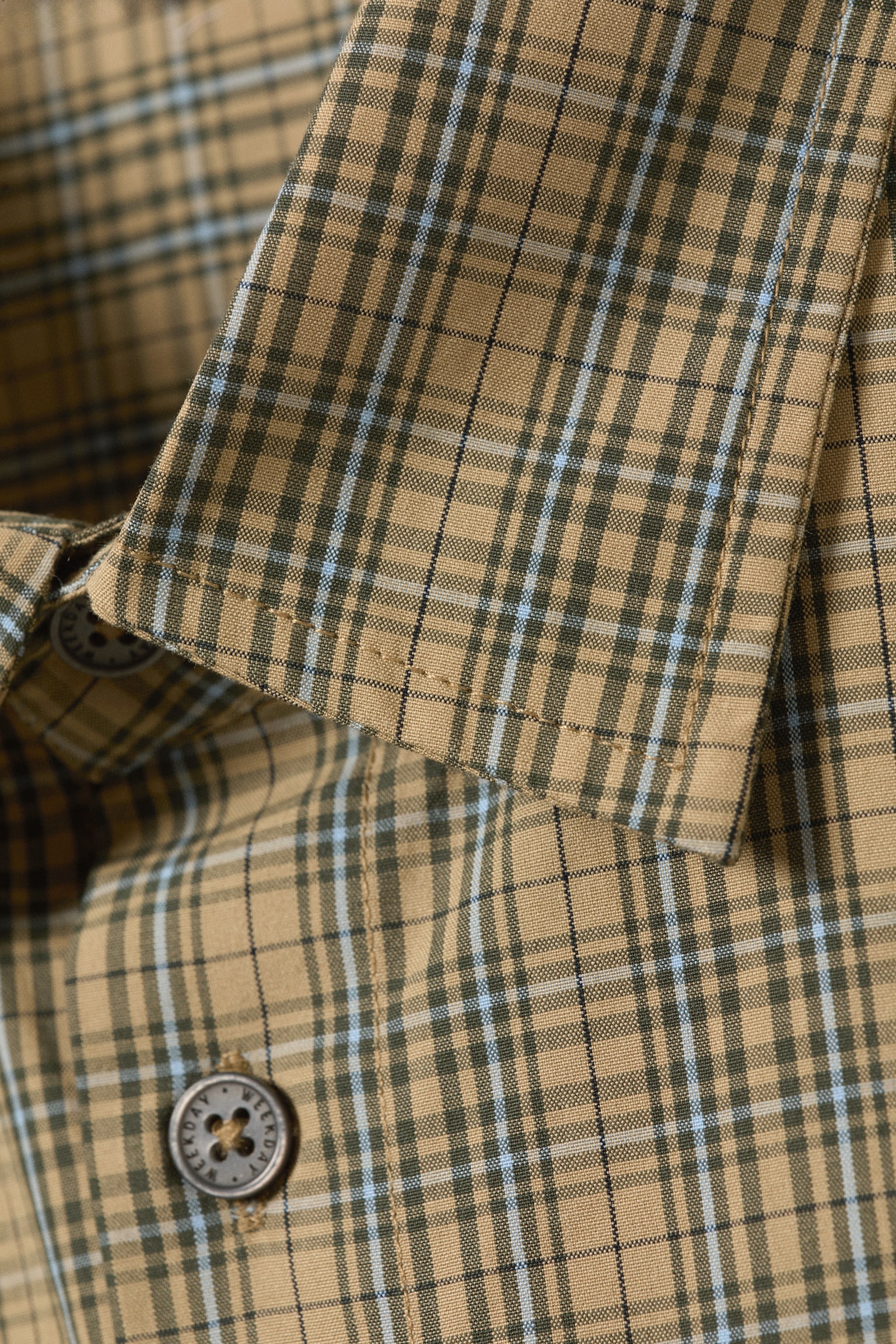 Boxy overhemd met korte mouwen - Geruit beige - 3