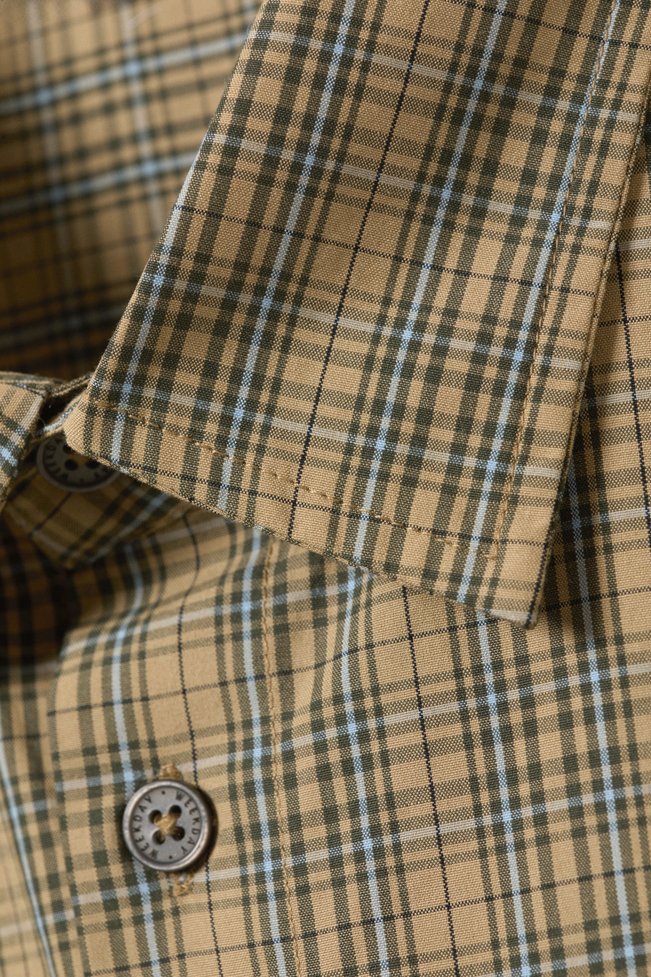 Beige kariert - Kurzärmeliges Hemd mit Boxy-Passform - 5