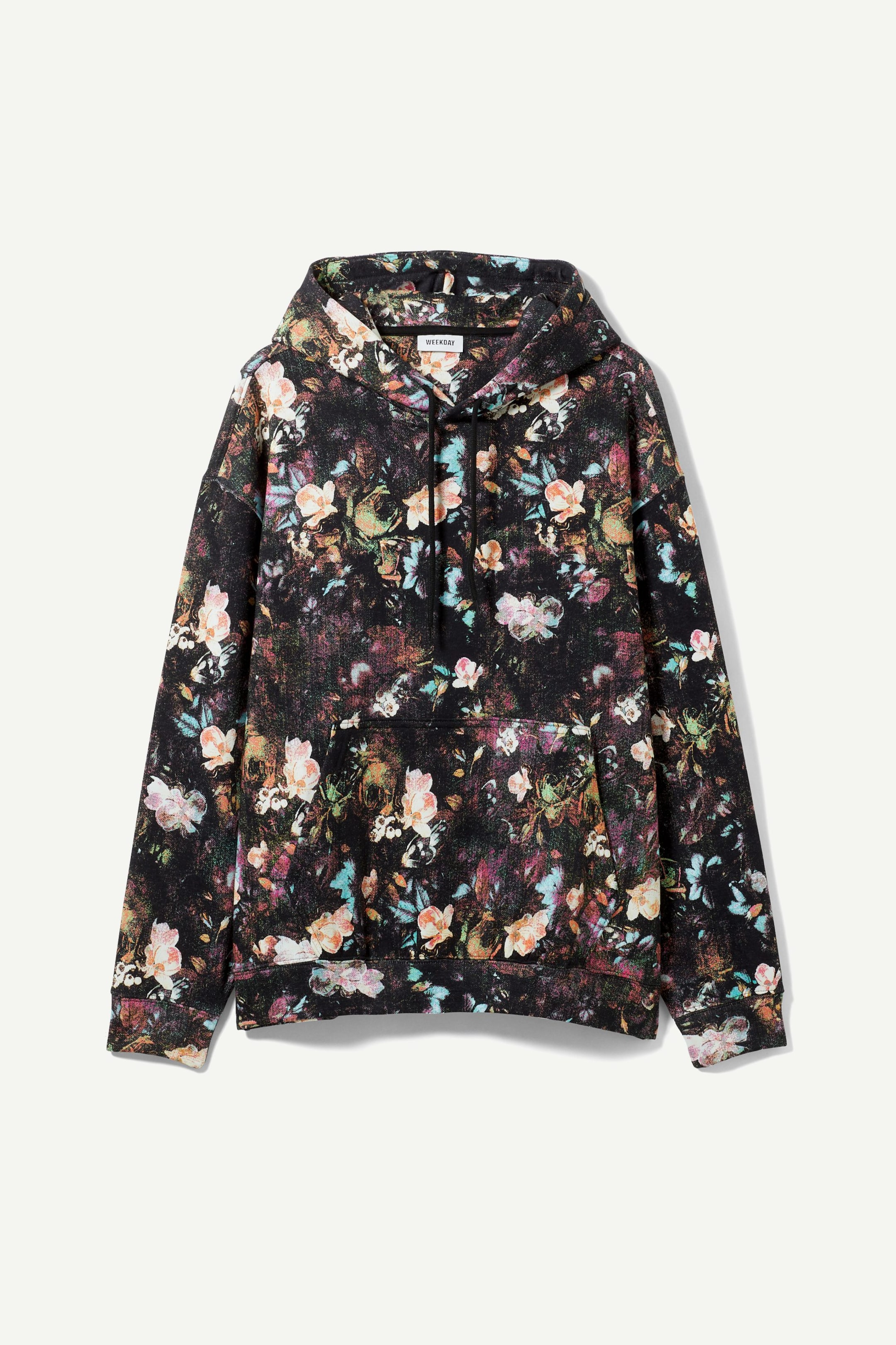 Black w flowers - OversizedPrintedHoodie - 0