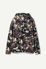 Black w flowers - OversizedPrintedHoodie - 0