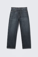 Deep Sea Blue - Dark Blue - Galaxy Mid Rise Loose Straight Leg Unisex Jeans - 6