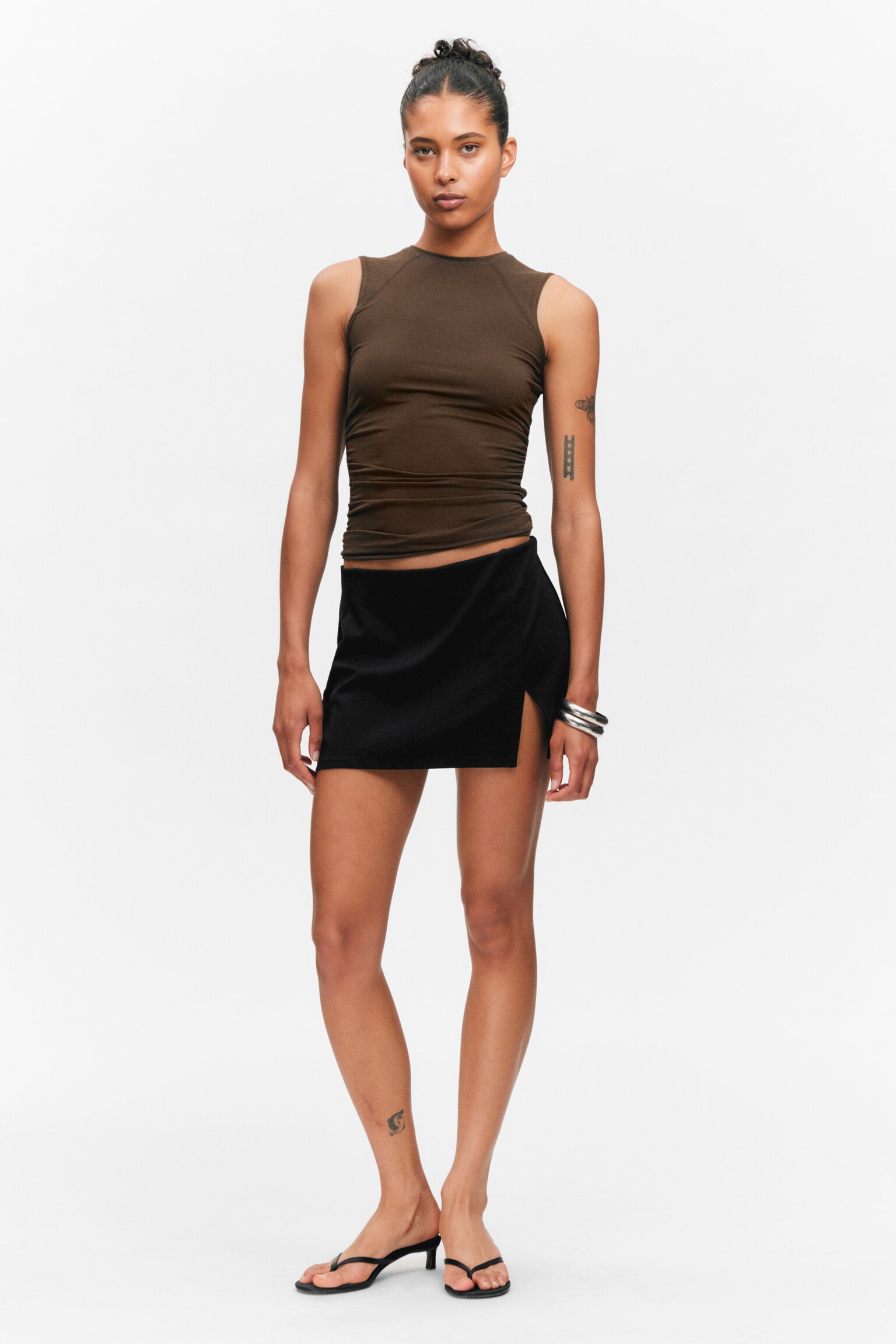Mini Slit Skirt - Black - 1