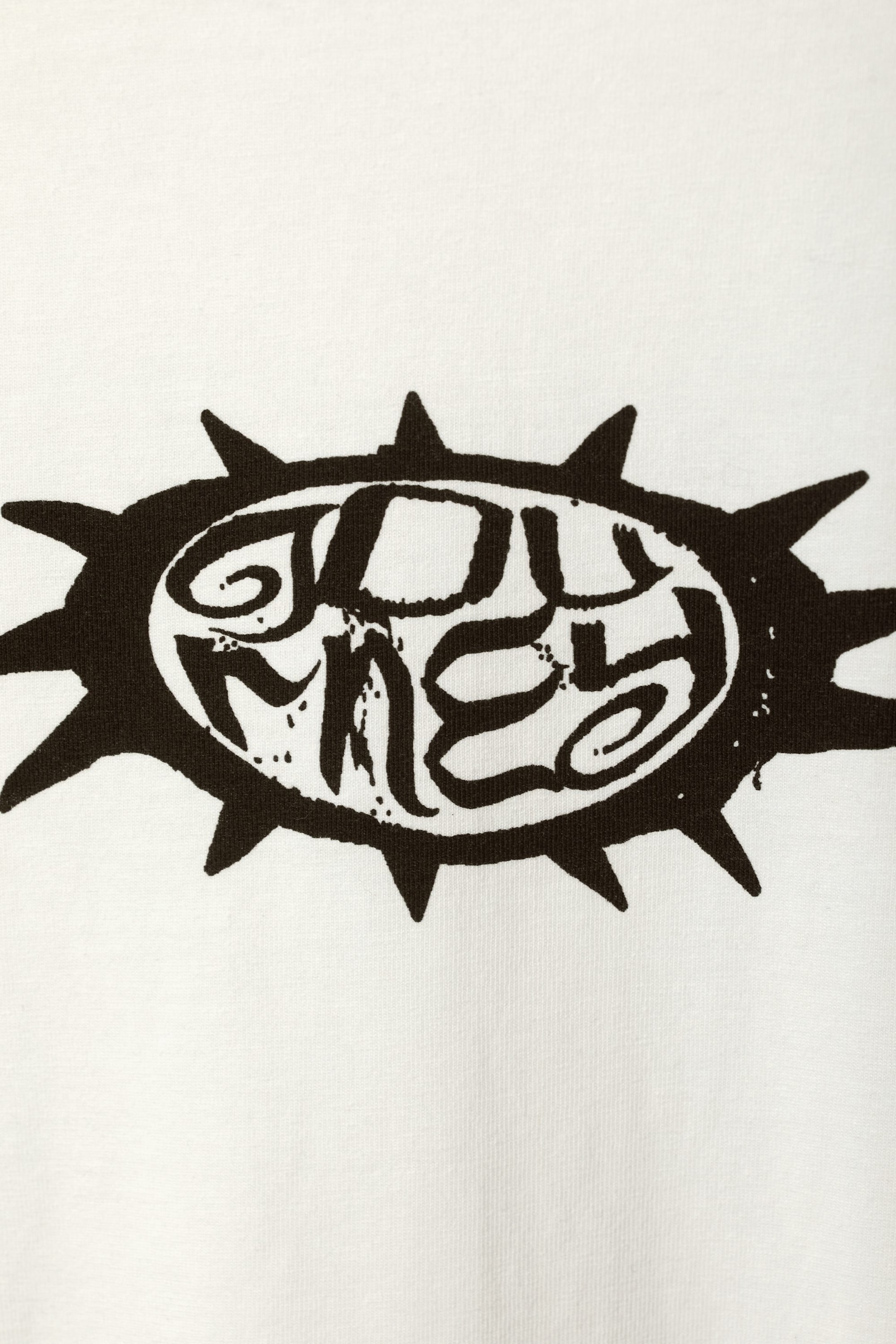 White w spikey - Relaxed Graphic Printed Tee - 1