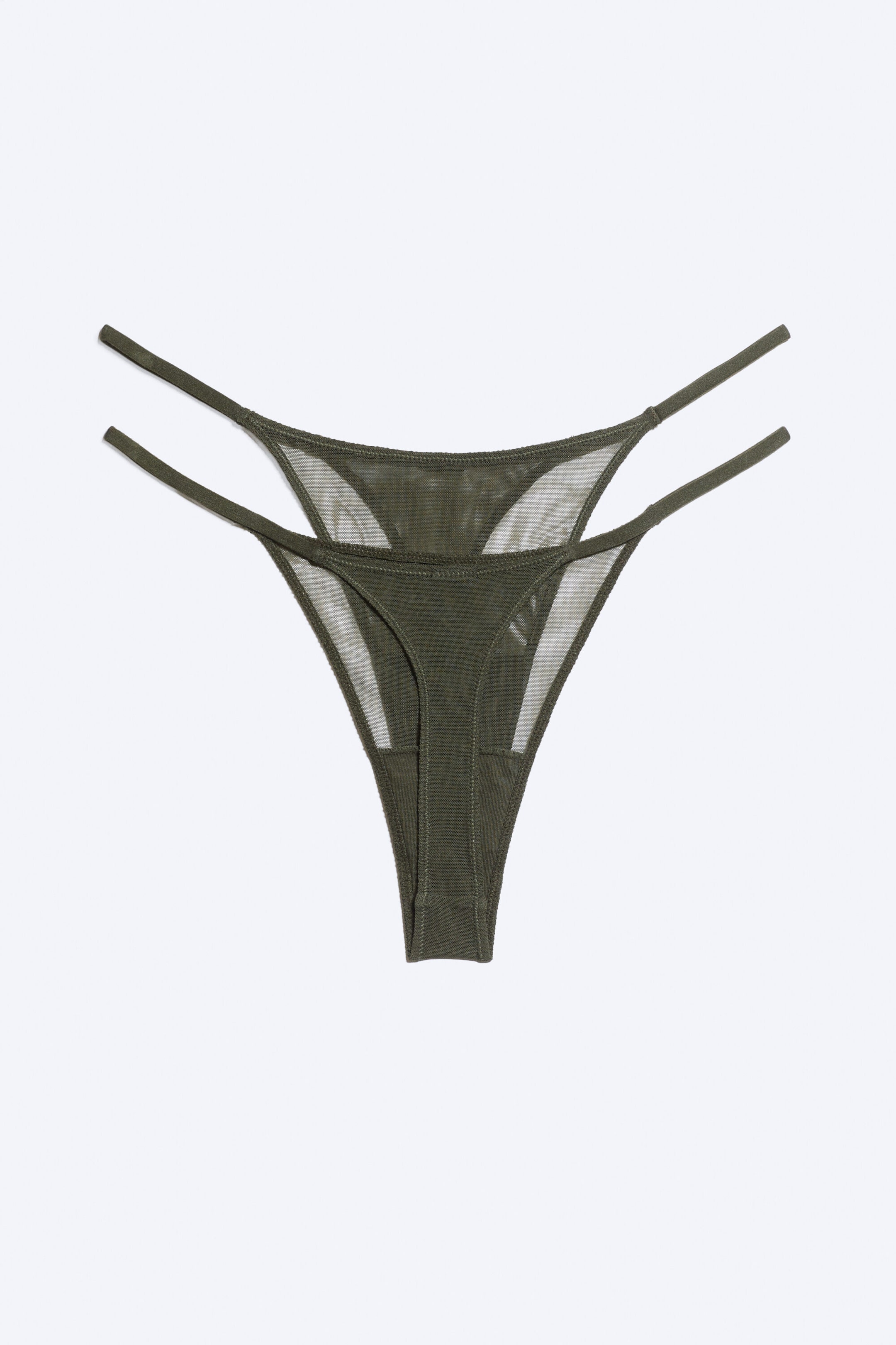 Khakigrünes Mesh - 2er-Pack Tangaslips - 1