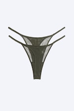 Khakigrünes Mesh - 2er-Pack Tangaslips - 1