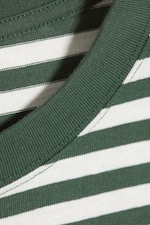 White - Green Stripe - Loose Boxy Long-Sleeved T-shirt - 1