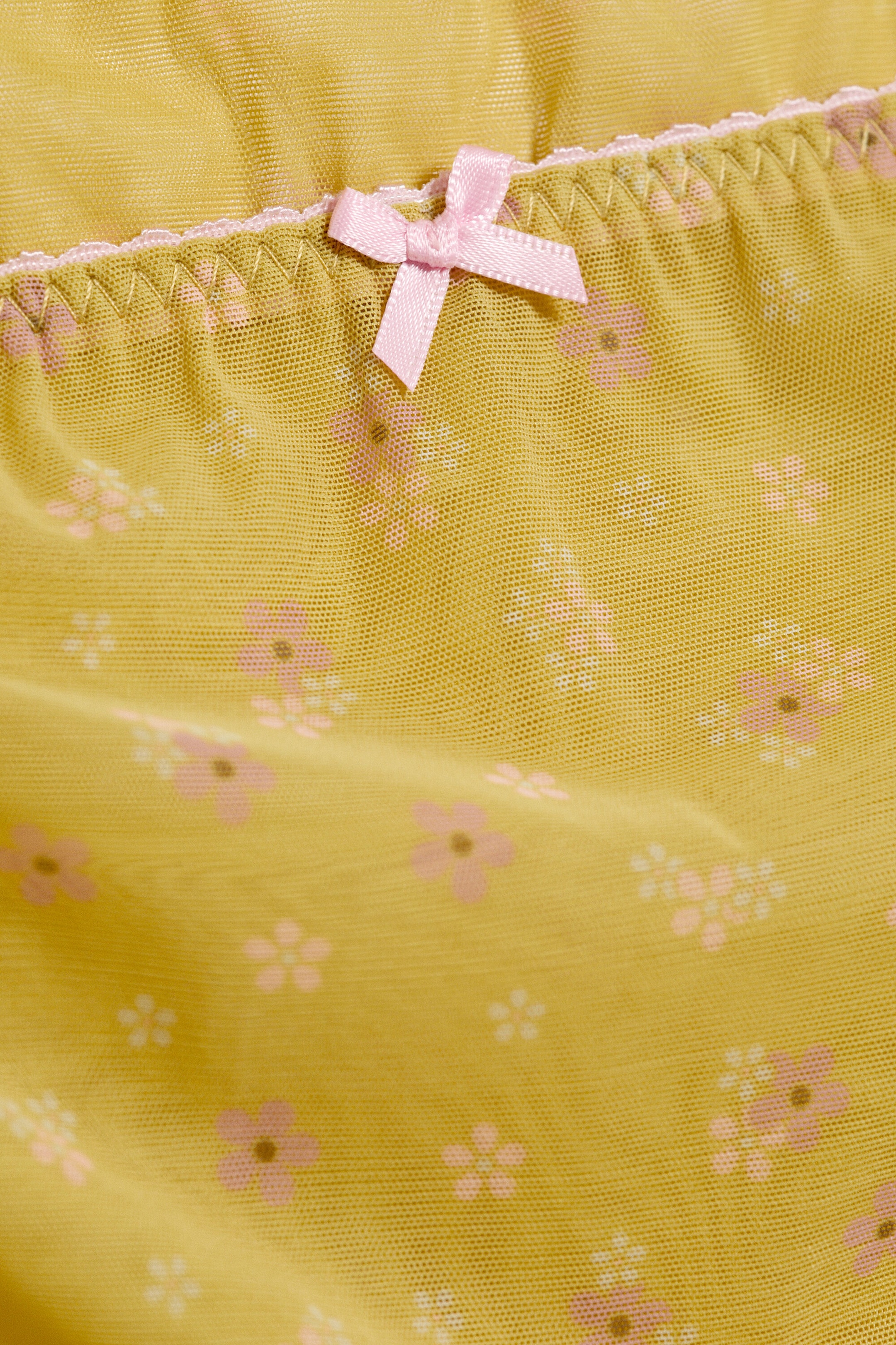Limegul - Blommig - Double Layered Mesh Skirt - 2