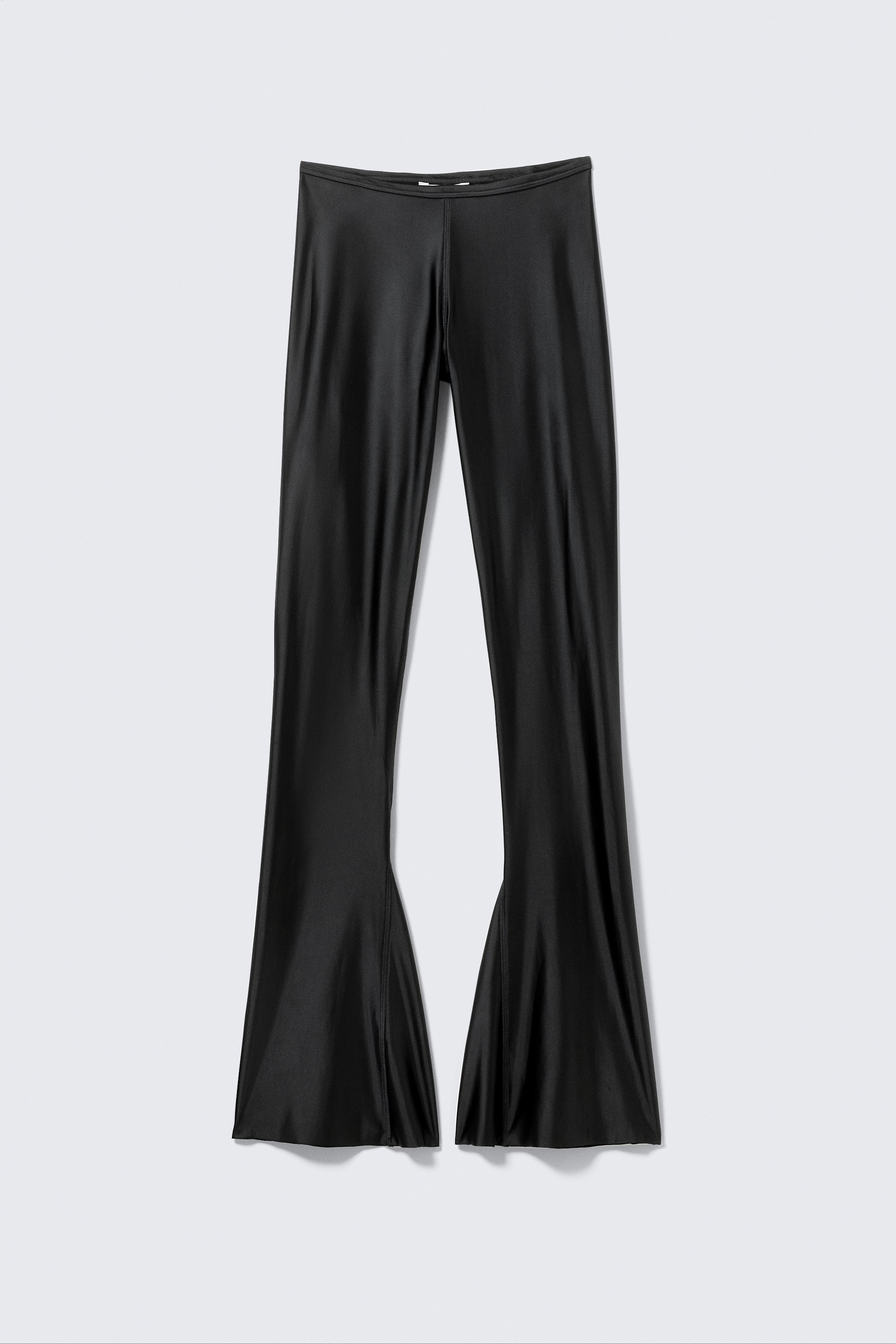 Low Rise Flared Stretch Trousers - Black/Light Yellow - Floral