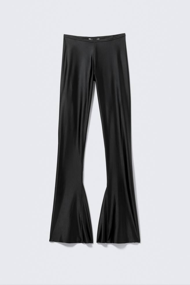 Low Rise Flared Stretch Trousers - Black - 1