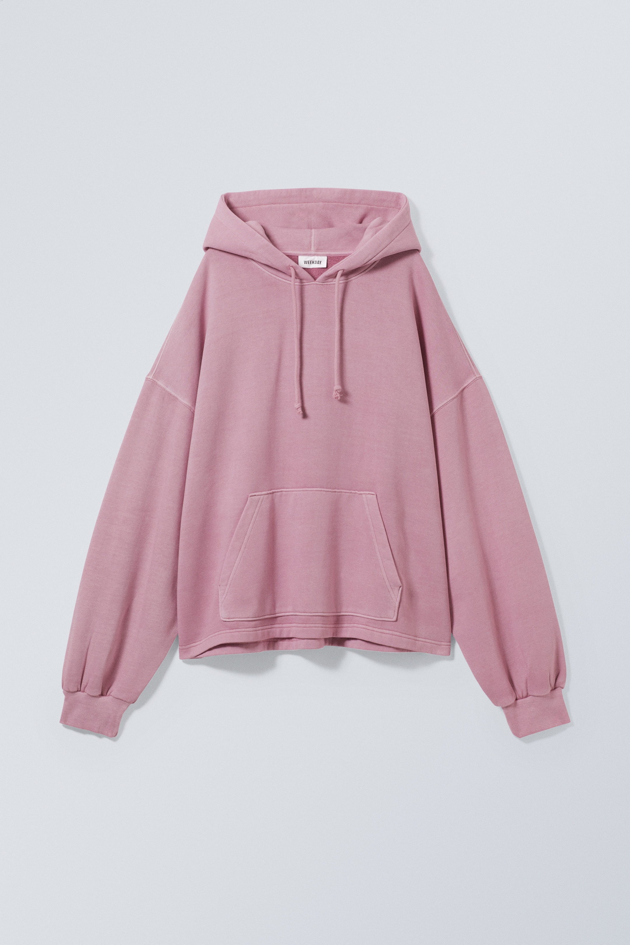 Hellrosa - Eckiger Oversize-Kapuzenpullover - 0