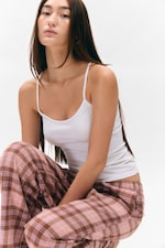 Rosa & brun-rutig - Pyjamasbyxor i flanell - 1