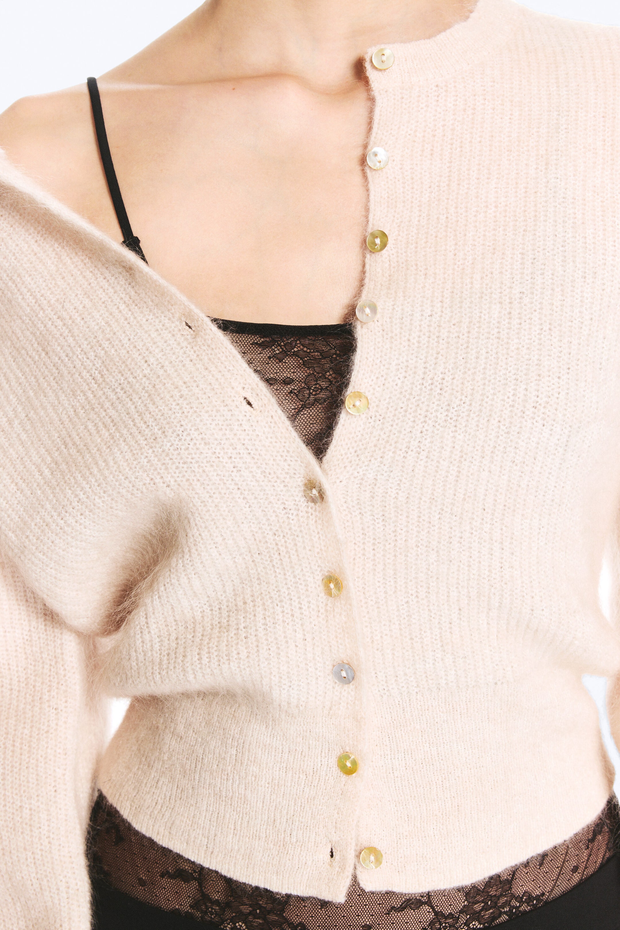 Offwhite - Strickjacke aus Mohairmischung - 0