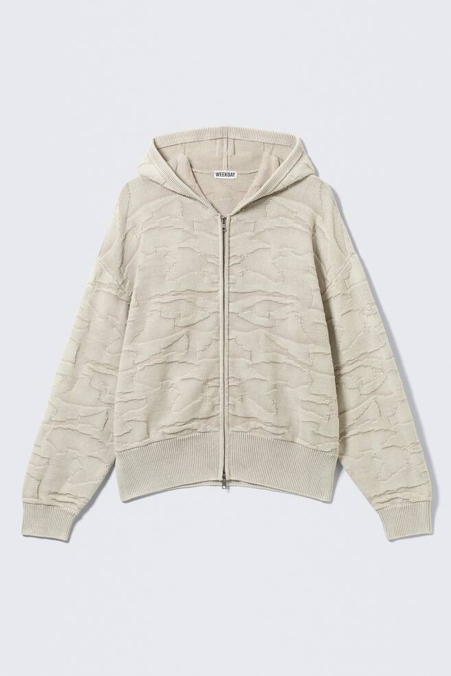Hoodie in misto lana - Beige a motivi - 1