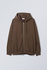 Braun - Oversized-Kapuzenjacke mit Reißverschluss - 0