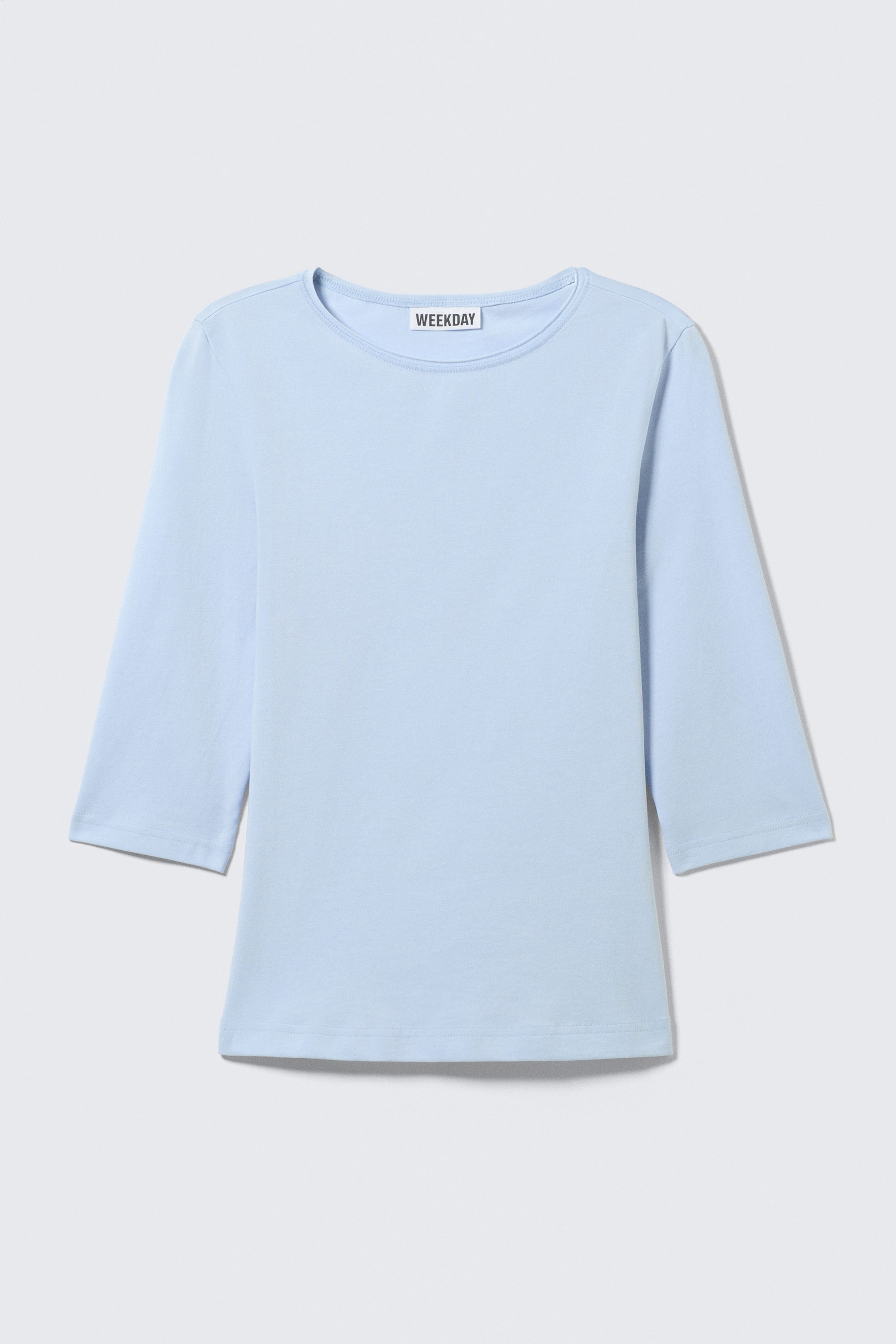 Ljusblå - Fitted Three-Quarter Sleeve Top - 3