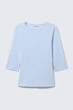 Ljusblå - Fitted Three-Quarter Sleeve Top - 3