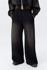 Washed Black - Washed Wide Leg Scuba Sweatpants - 2