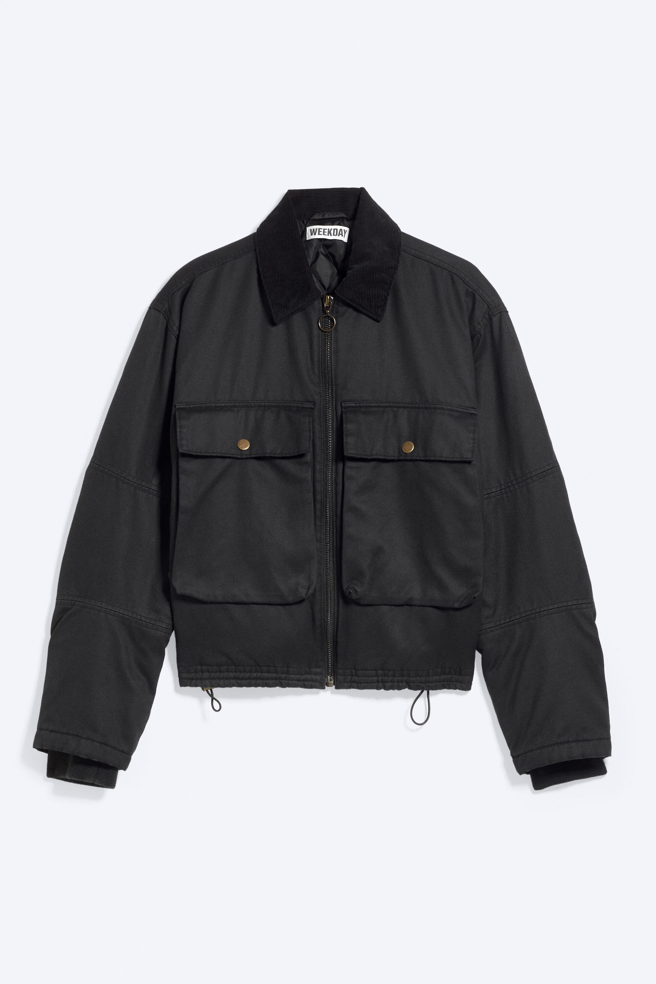 Ausgewaschenes Schwarz - Übergangsjacke mit Kordelzug - 5