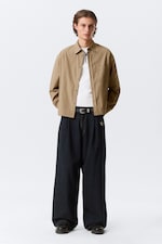 Beige ruit - Ruimvallend boxy popeline overhemd - 2