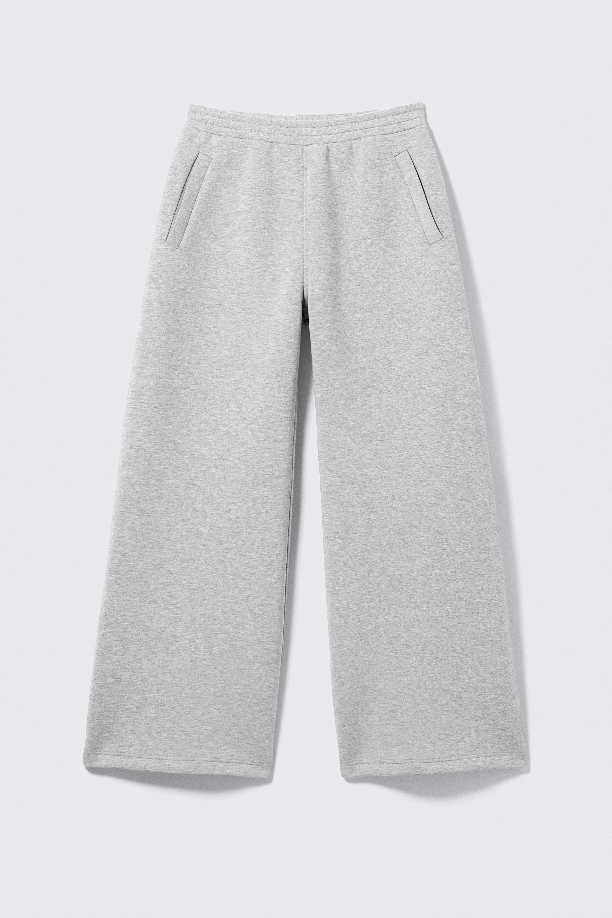 Relaxed Wide Leg Scuba Sweatpants - Grey Melange/Black/Grey Melange