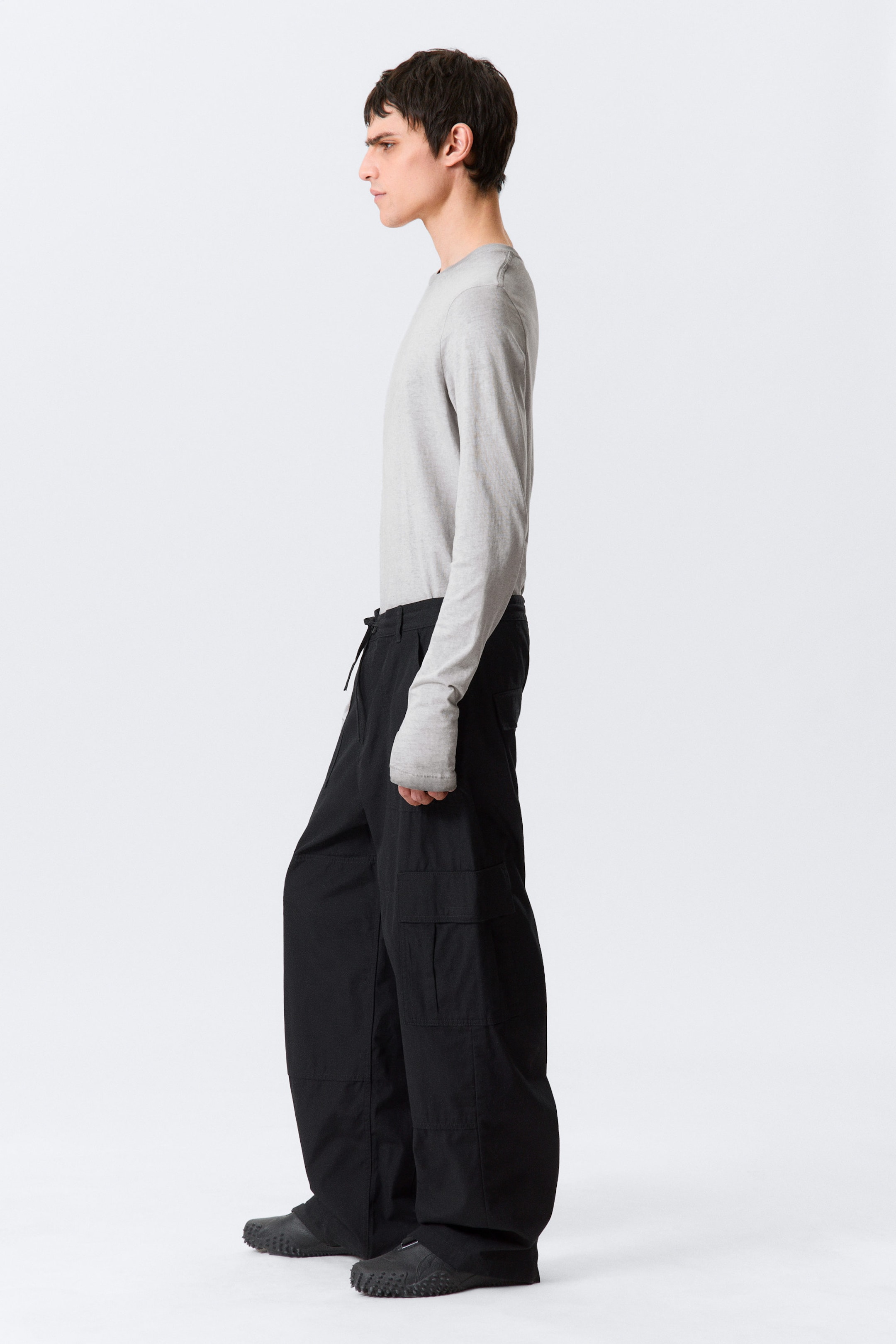Black - Baggy Ripstop Cargo Trousers - 2