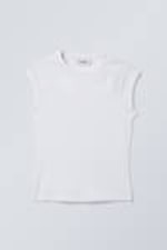 White - Short Sleeve Fitted Top - 0