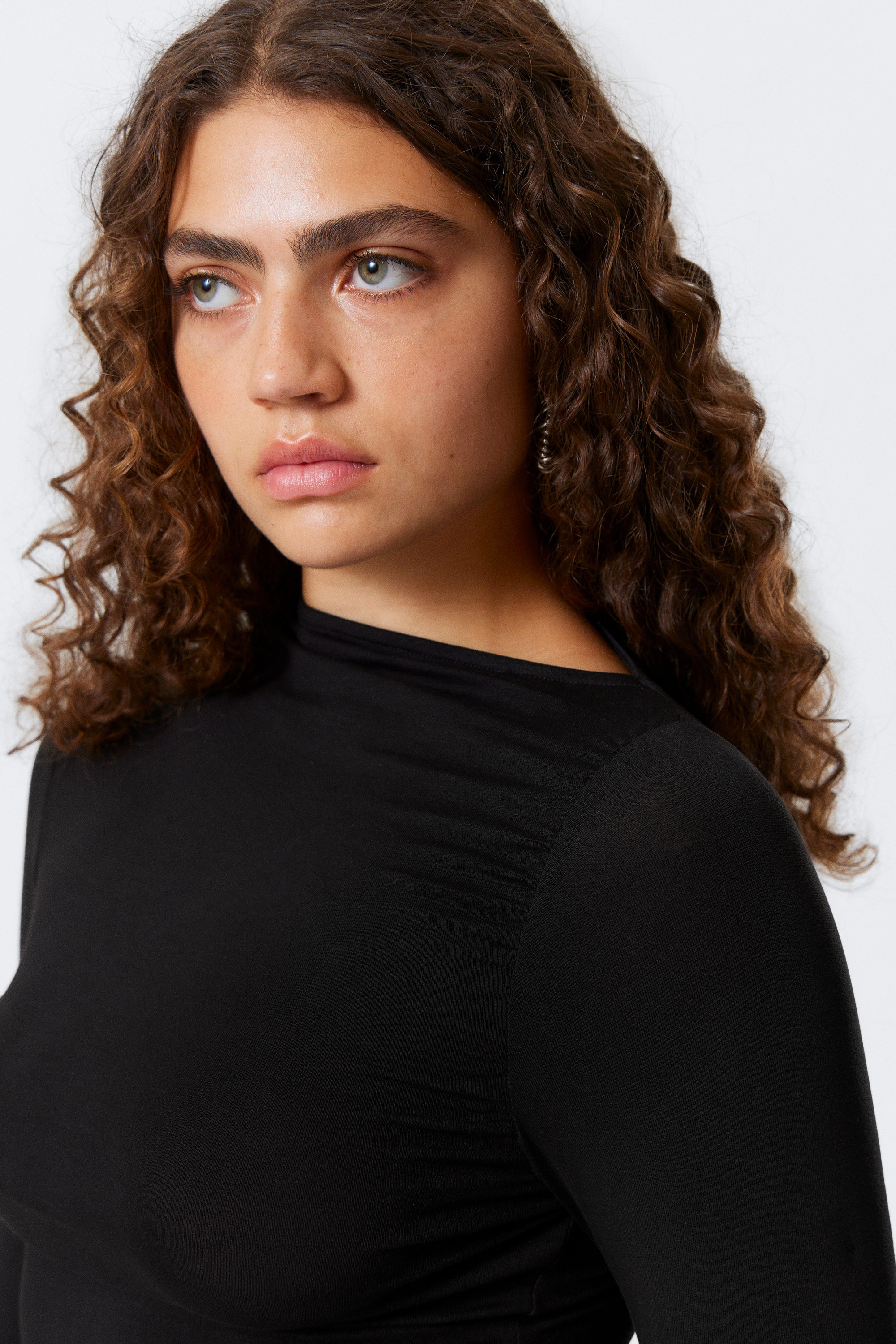 Schwarz - Asymmetrisches drapiertes Minikleid - 2