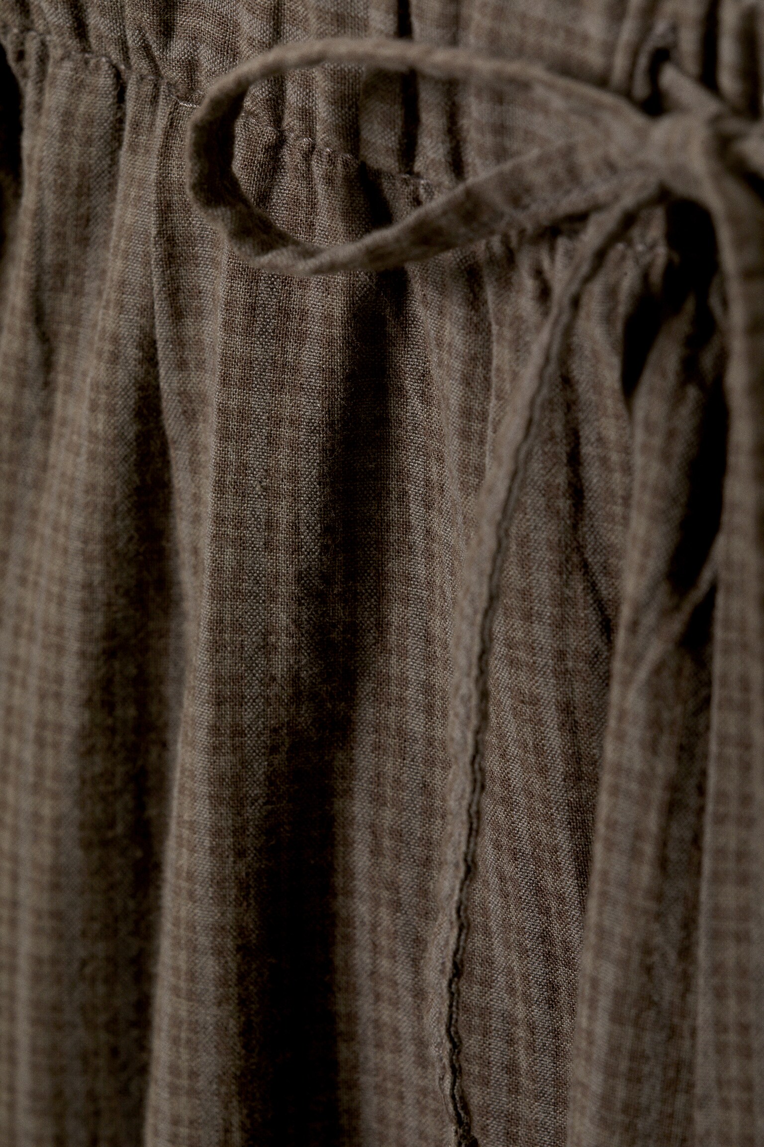 Volné kostkované bavlněné kalhoty - Kostkovaná tmavě hnědá/Černobílá kostka - 4