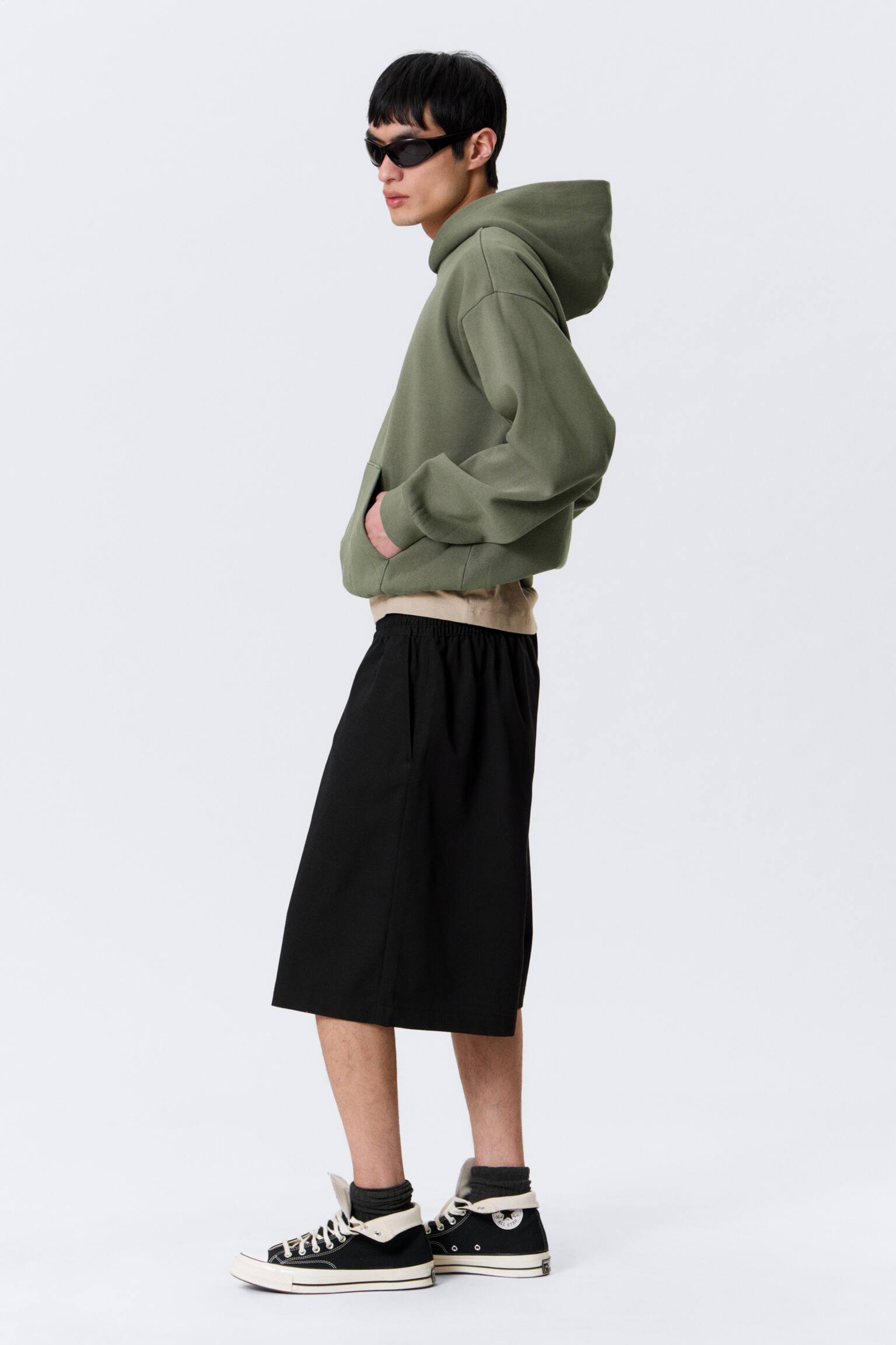 Volné chino šortky - Černá/Béžová - 3