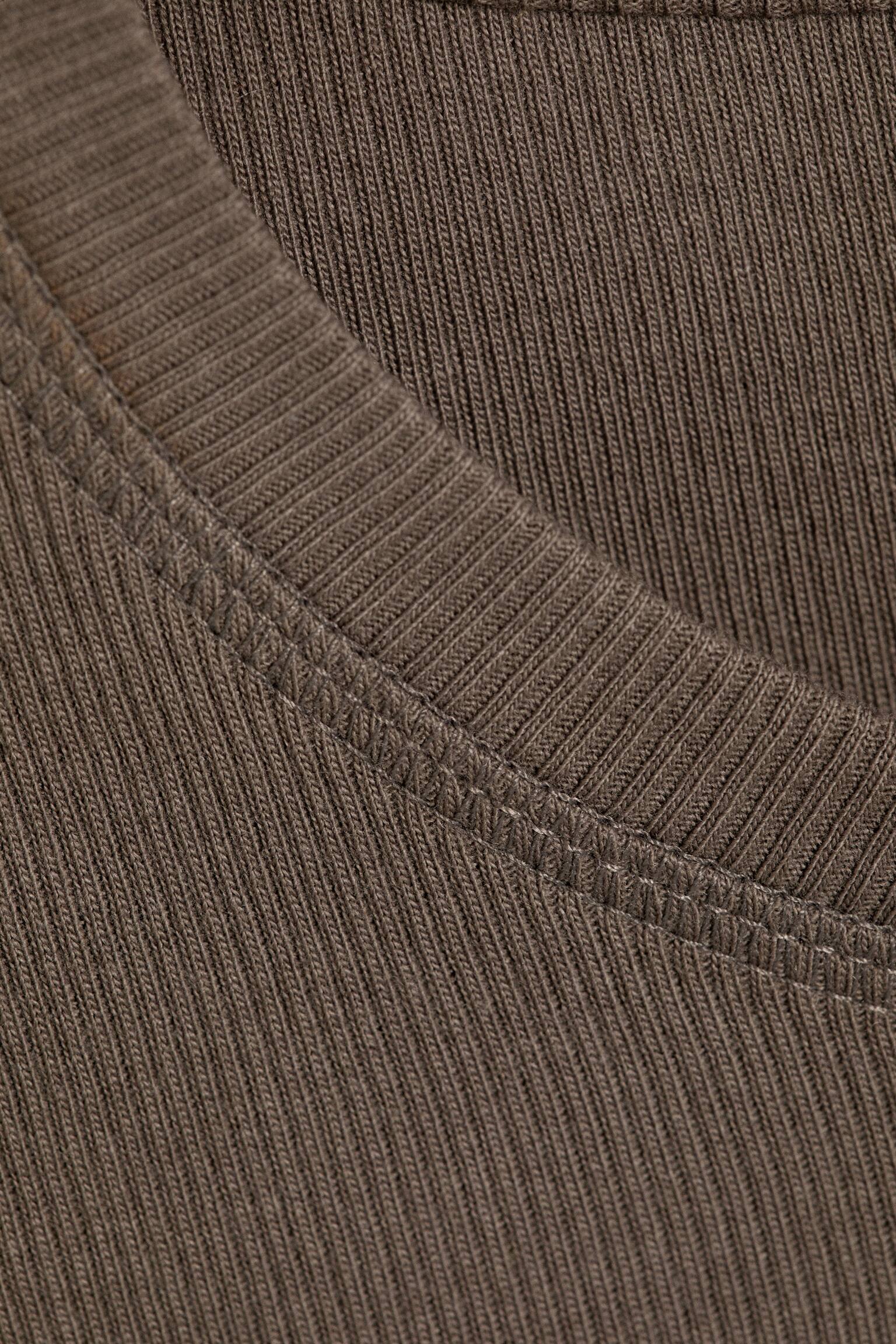 Klassisches Slim-T-Shirt aus gerippter Baumwolle - Dunkles Graubraun/Weiß/Schwarz/Gewaschenes Graubraun - 3