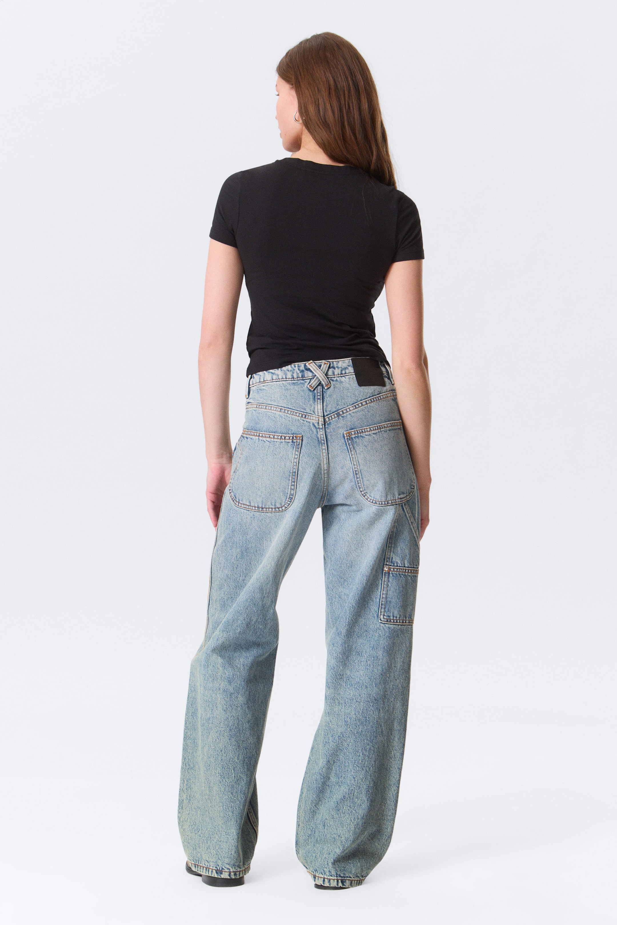 Hypnos Blue - Mediumblå - Scooped Waist Barrel Leg Workwear Jeans - 4