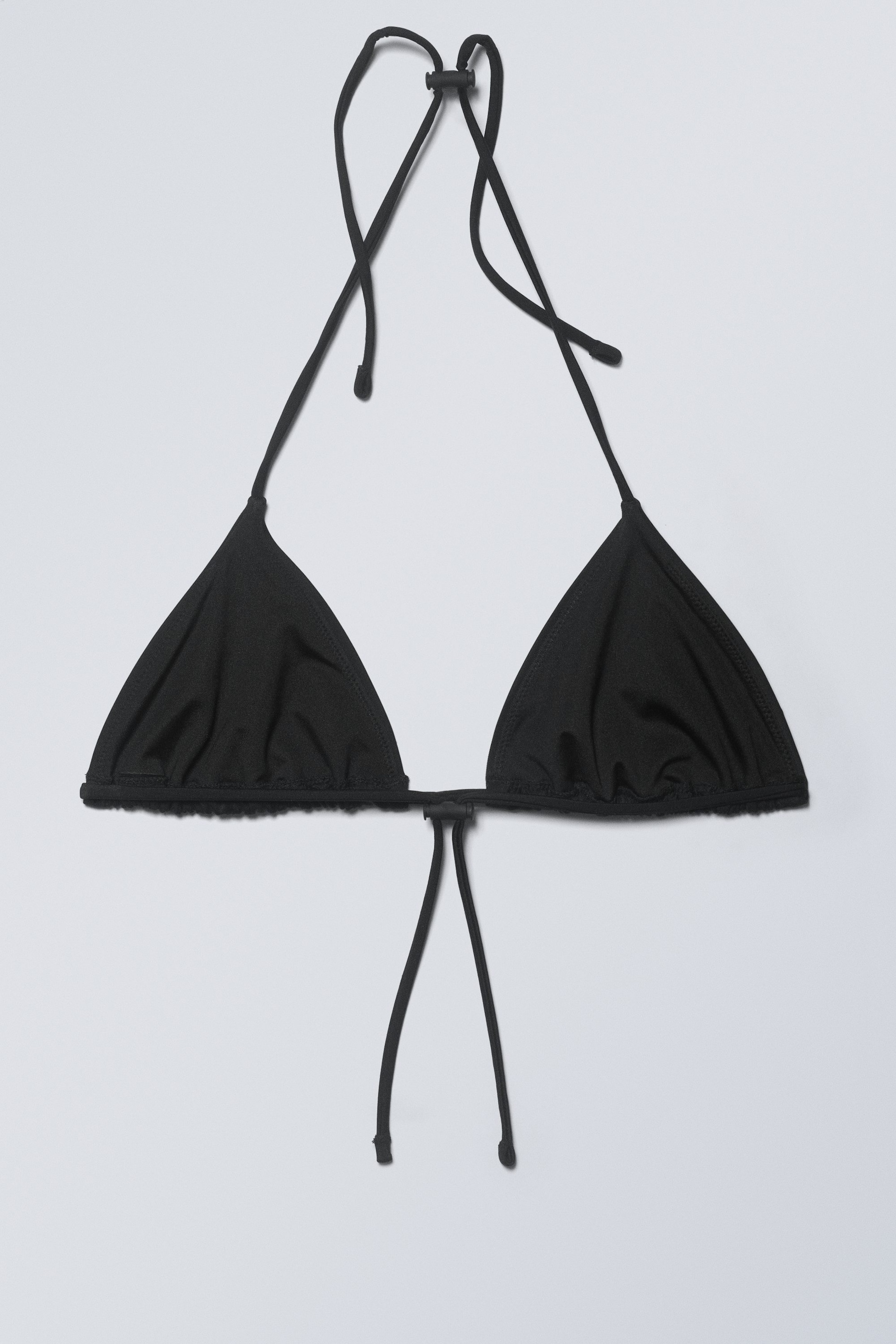 Black - Drawstring Halter Bikini Top - 1