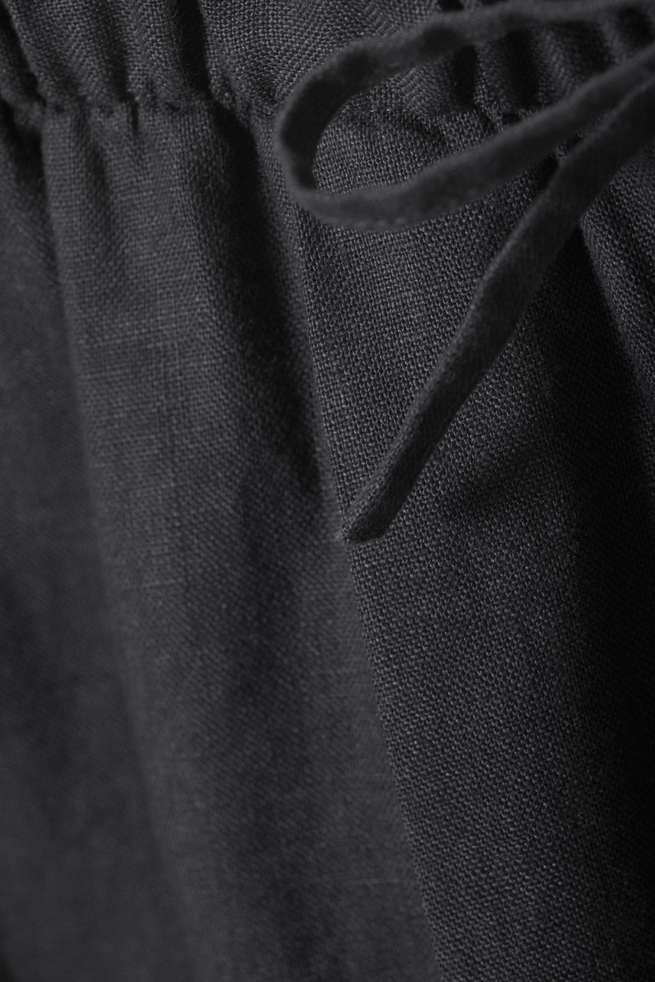 Dark Grey - Loose Fit Straight Leg Linen Trousers - 5