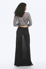 Black - Sheer Cotton Knit Maxi Skirt - 2