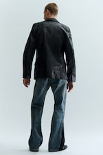 Black - Cracked Single-Breasted Blazer - 3