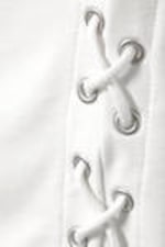 White - Sleeveless Lacing Boat-Neck Eyelet Top - 1