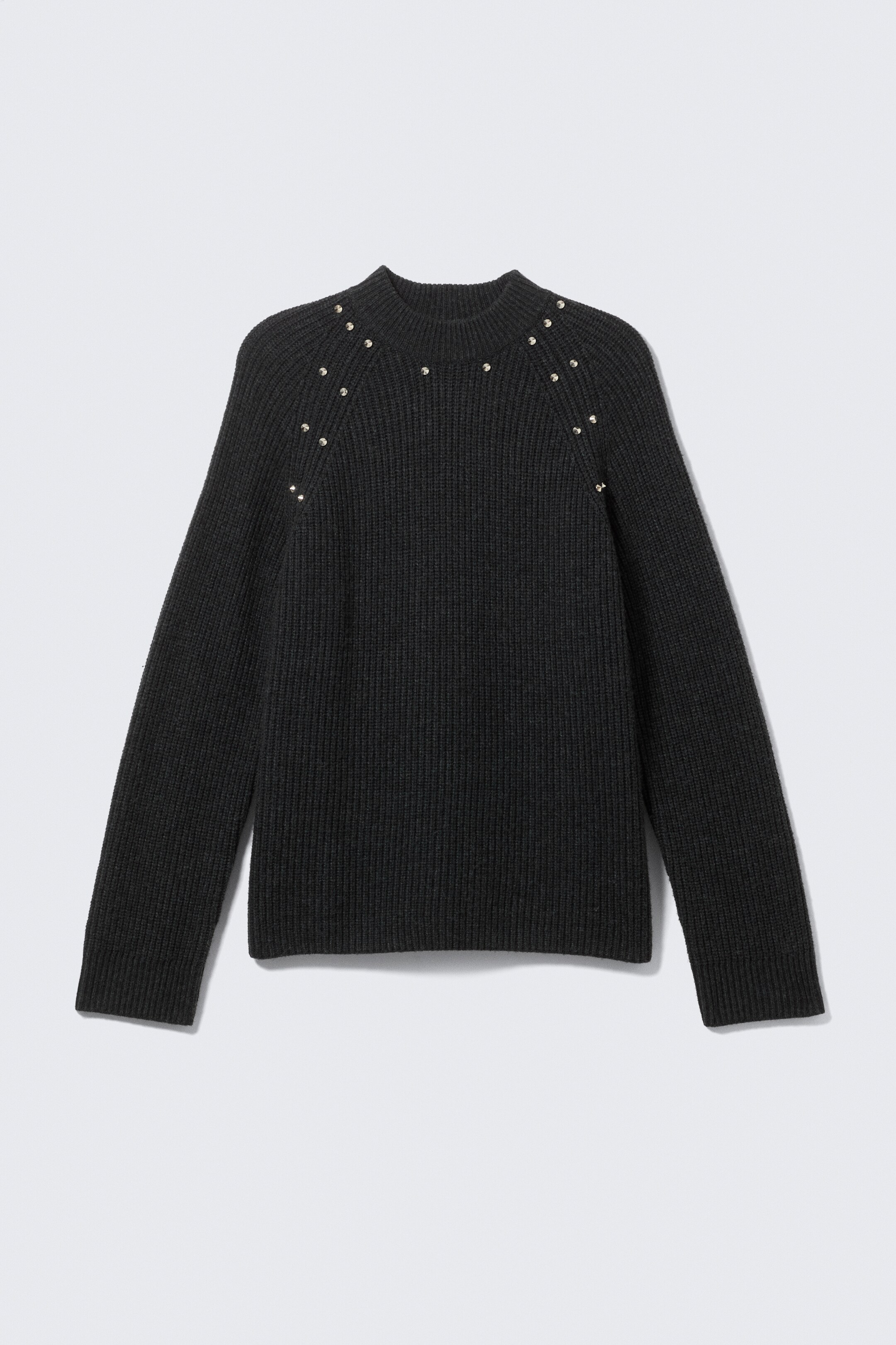 Ingrandisci l'immagine: Relaxed Knitted Wool-Blend Sweater with Studs - Black - Studs - UOMO | H&M CH 5