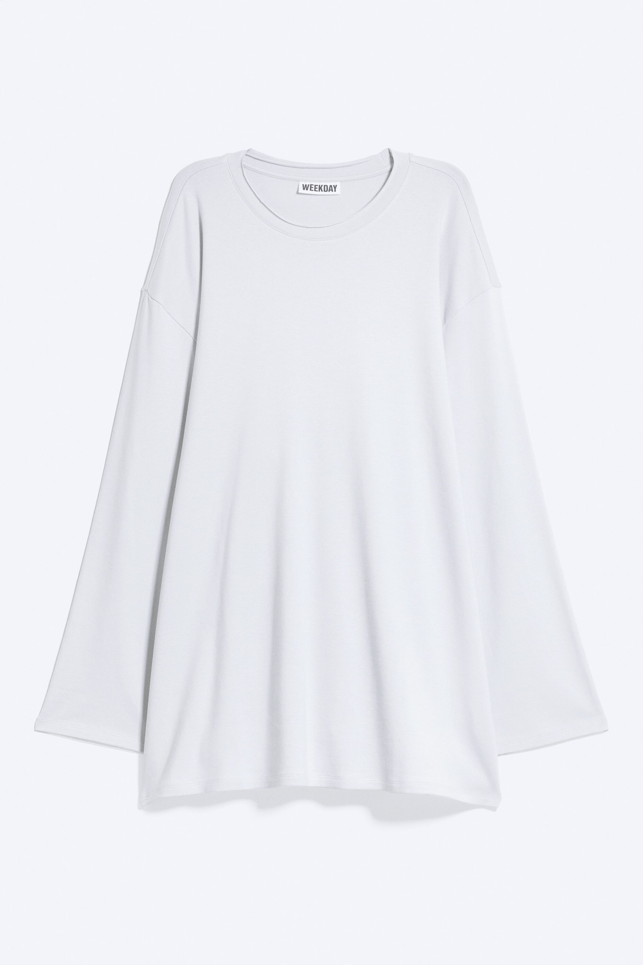 Lichtgrijs - Ruimvallende jersey top met lange mouwen - 3