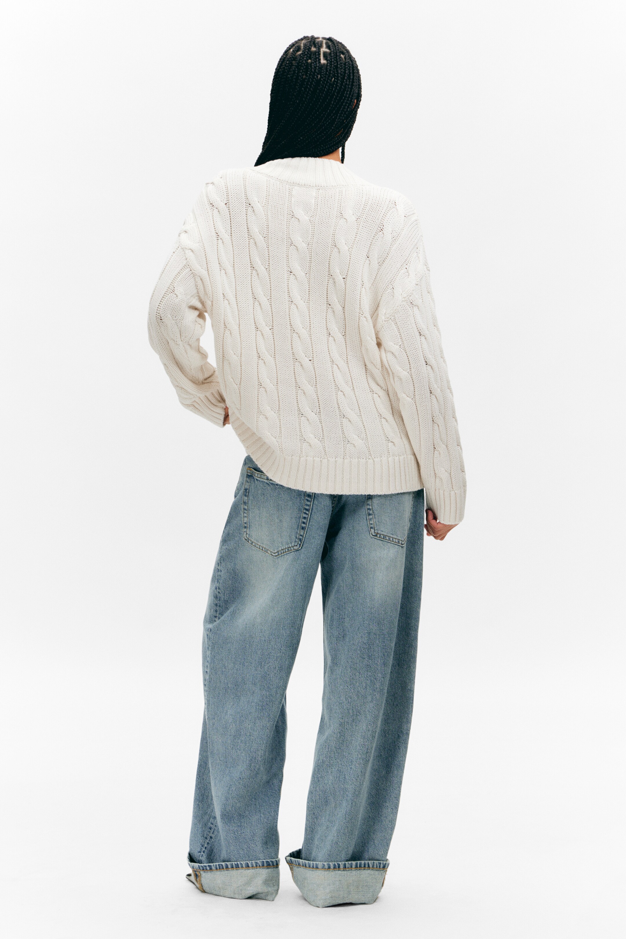 Agrandir l'image: Cable Knit V-Neck Sweater - Blanc - FEMME | H&M BE 3