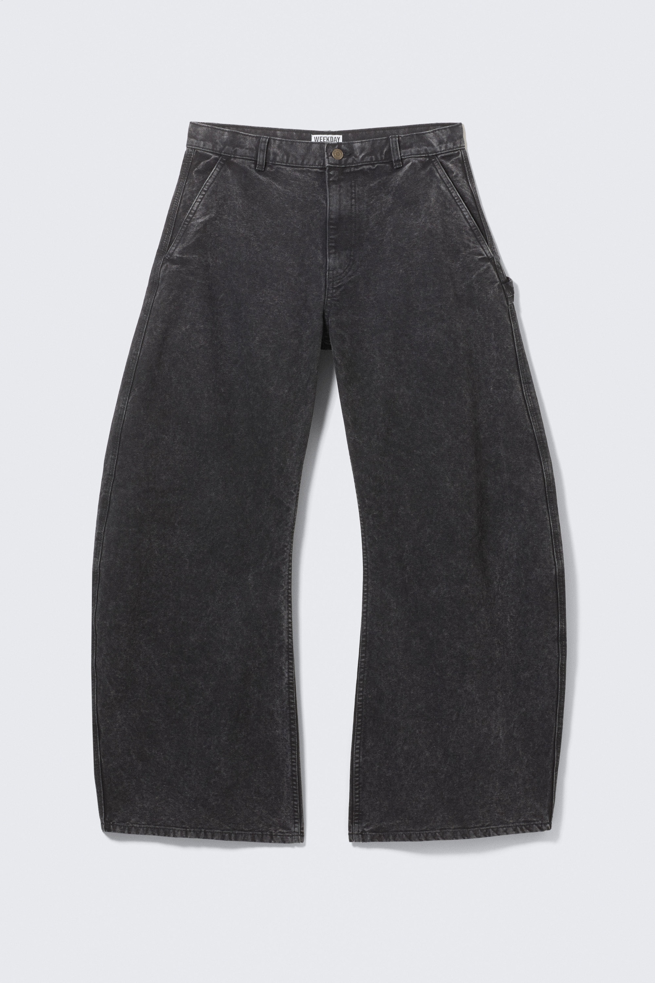 Washed Black - Loose Barrel Leg Workwear Trousers - 6