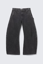 Washed Black - Loose Barrel Leg Workwear Trousers - 6