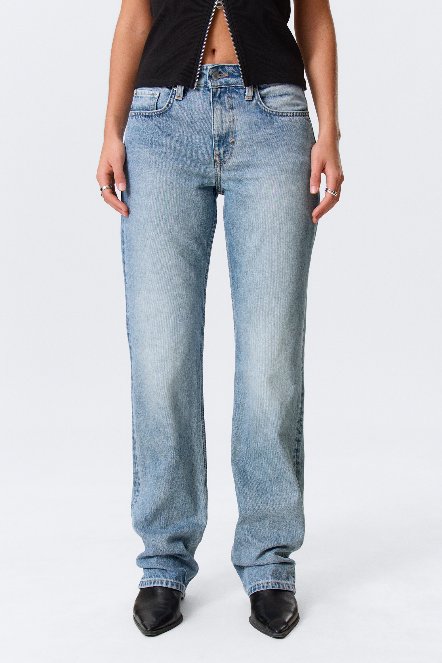 Laika Mid Rise Regular Straight Leg Jeans - Eighteen Blue - Medium Blue/Deep Sea Blue - Dark Blue - 7