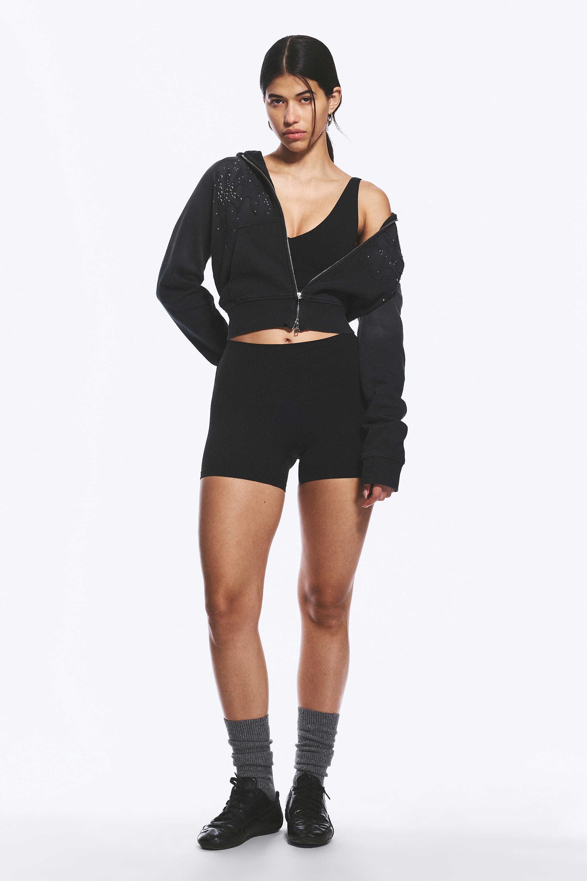 Спортивные байкерские шорты с завышенной талией